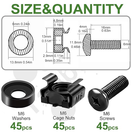 45PACK M6 x 16mm Rack Mount Cage Nuts, Enclosures - Image 2