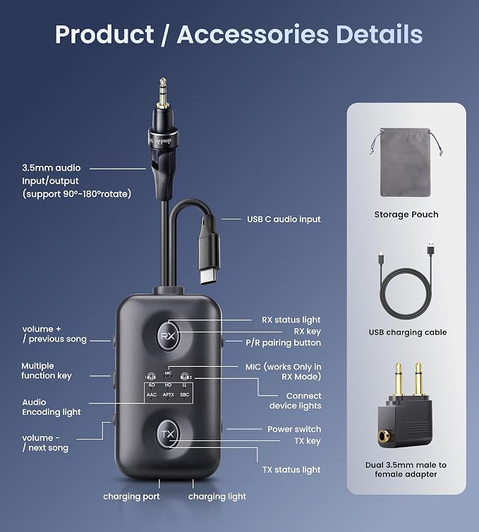 Unique Design Bluetooth 5.4 Transmitter Receiver - Image 9