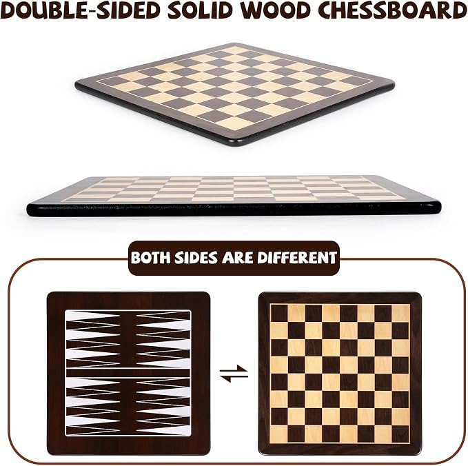 3-in-1 Wooden Chess, Backgammon Set and Checkers Set- 12 Inch Portable Board - Image 4