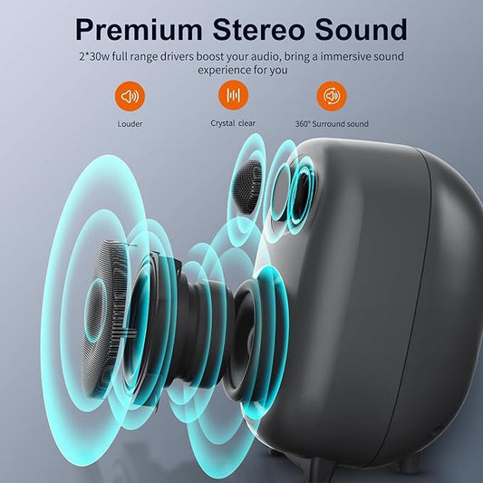 BESTISAN Bookshelf Speakers, 60 Watt Powered Studio Monitor Speaker - Image 2