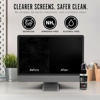 Delete Screen Cleaner Spray Kit, 4 Pack, 2oz Bottle and 12"x12" Microfiber - Image 2
