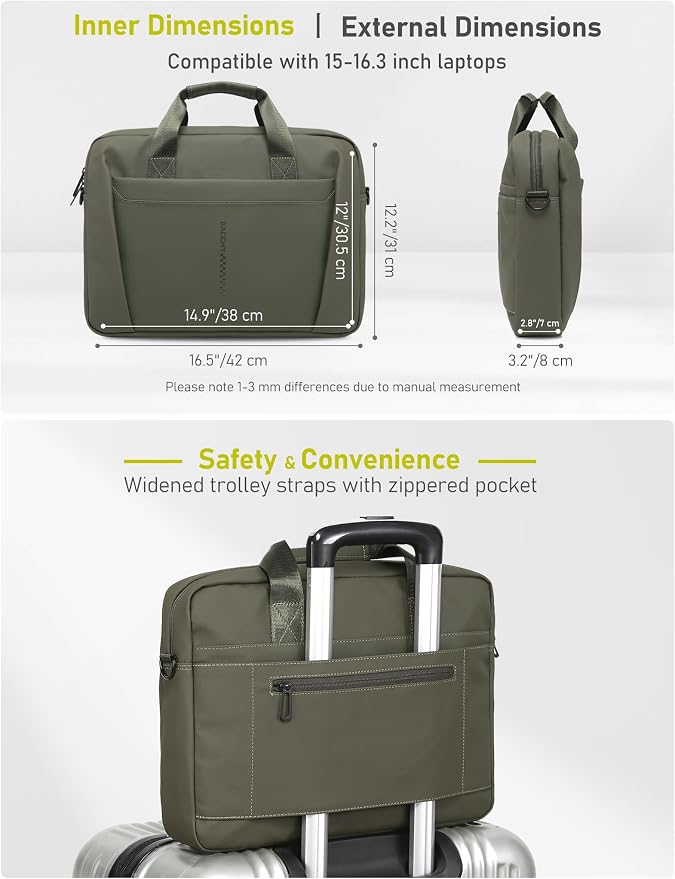 15-16 Inch Laptop Shoulder Bag Business Briefcase Water Resistant Computer - Image 6