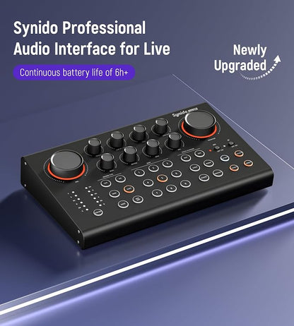 Synido Podcast Equipment Sound Card, Audio Interface Mixer - Image 6