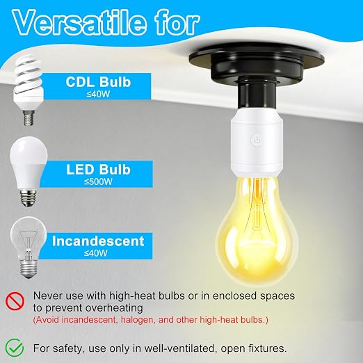 Remote Control E26 E27 Light Bulb Socket Adapter 2 Set, Max 500W, No Wiring - Image 6