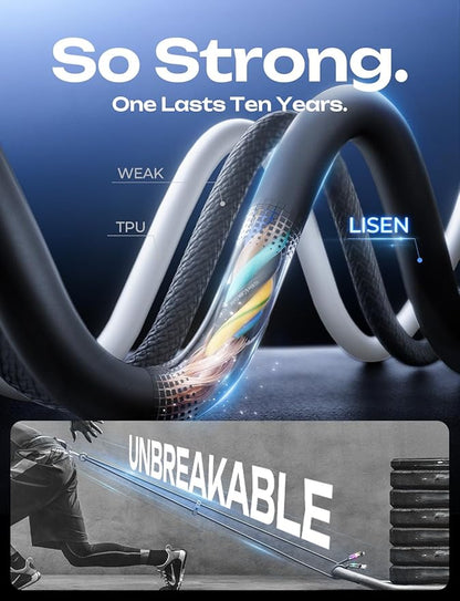 LISEN USB C to Lightning Cable, 240W 4 in 1 Charging Cable 10FT, Chubby USB A/C - Image 5