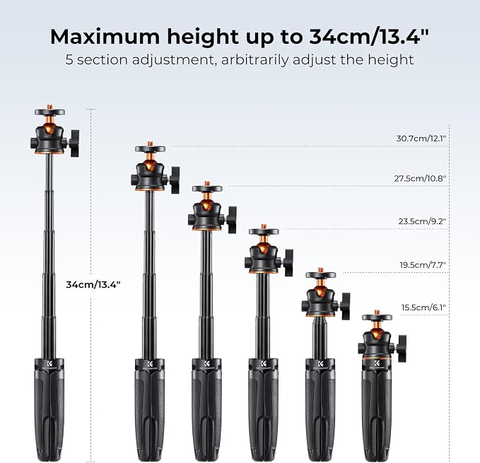 K&F Concept Selfie Stick Tripod, 360 Degree Rotation Mini Phone Stand - Image 2