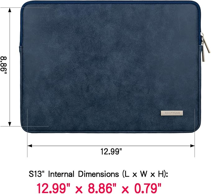 RAINYEAR 13 Inch Laptop Sleeve PU Suede Leather Case Water Resistant Cover - Image 3
