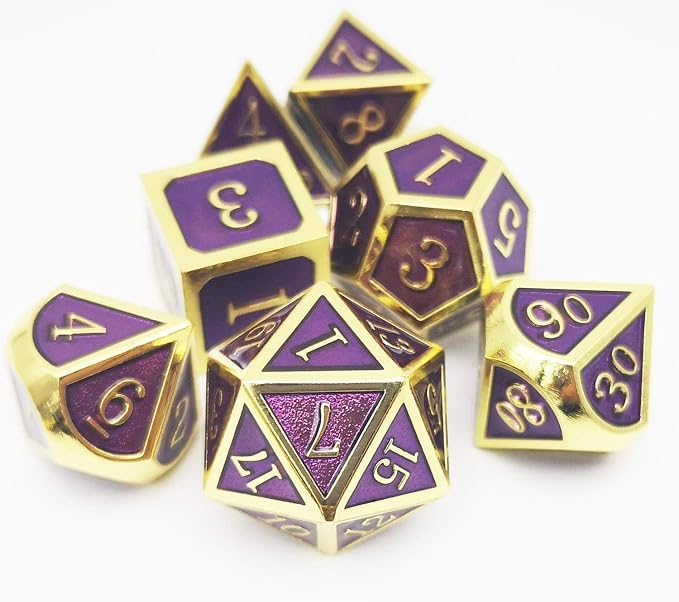 Haxtec D&D Metal Dice Set Gold Purple DND Dice Compatible - Image 4