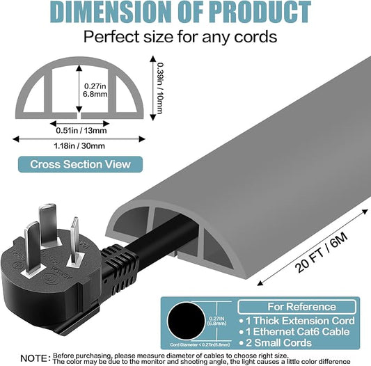 Floor Cord Cover Self Adhesive Cord Hider, 20FT Cable Management, Extension - Image 2