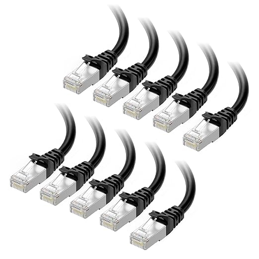 Cable Matters 10Gbps 10-Pack Snagless Short Shielded Cat 6A Ethernet Cable - 1ft by CableMatters