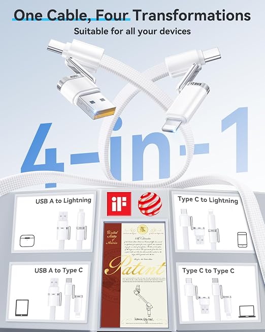 SHEZI 4-in-1 Compatible with USB C to Lightning Cable 100W Fast Charging & Data - Image 2