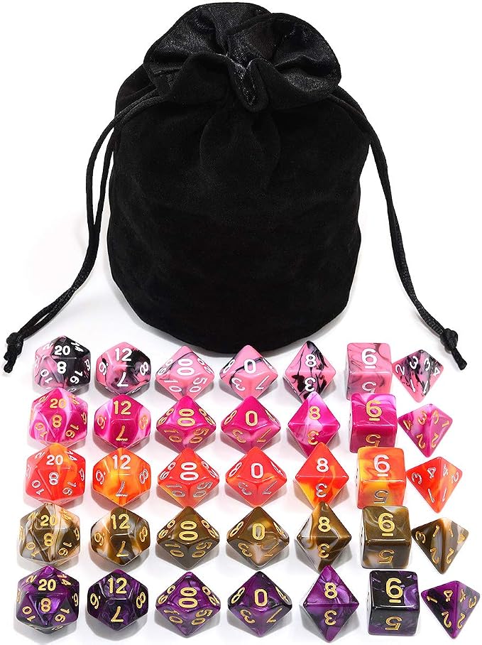 Assorted 5 Colors Polyhedral Dice Set by IvyFieldDice