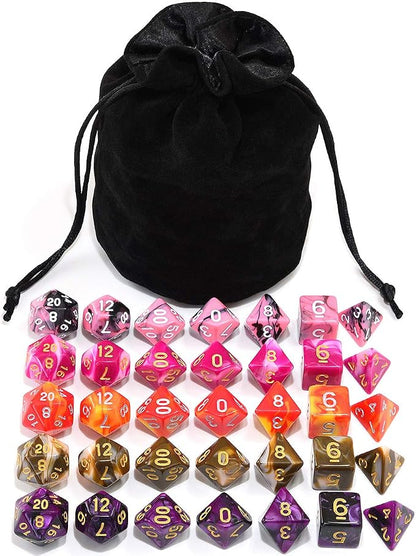 Assorted 5 Colors Polyhedral Dice Set by IvyFieldDice