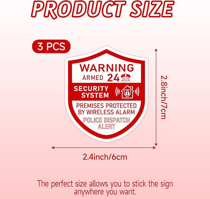3PCS Security Alarm System Sign - Image 2