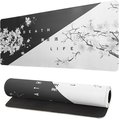 Black and White Mouse Pad 31.5 X 11.8 Inch Japanese Cherry Blossom Extended by Siski
