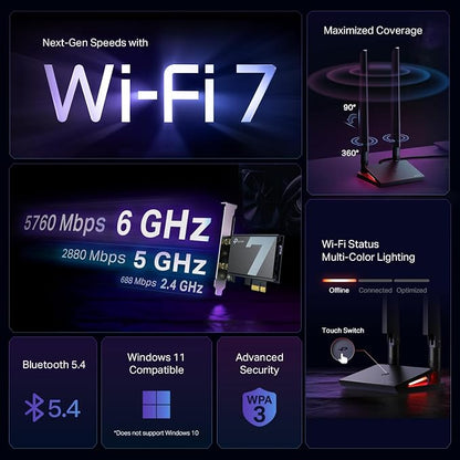 TP-Link WiFi 7 BE9300 PCIe WiFi Card - Image 2