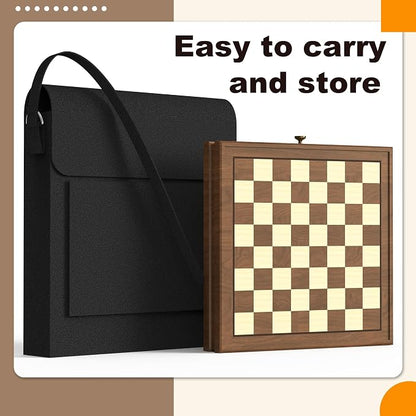Premium Natural Walnut 13" x 13" Magnetic Wooden Chess Set - Image 5
