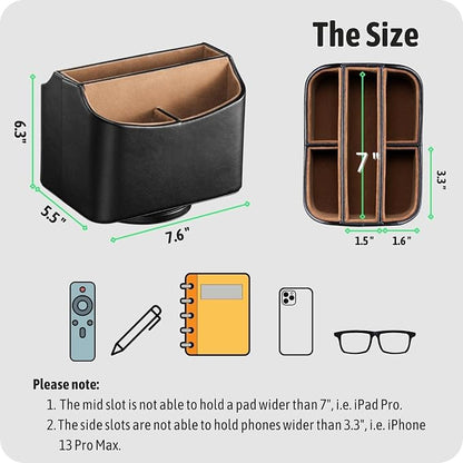 Remote Control Holder, Spinning Desk Organizer, Nightstand Bedside Caddy - Image 6