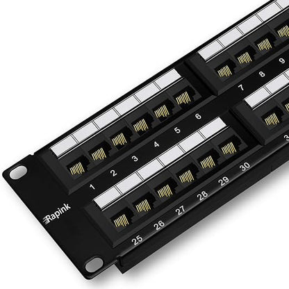 Rapink Patch Panel 48 Port Cat6 10G Support, Network Patch Panel UTP 19-Inch by Rapink