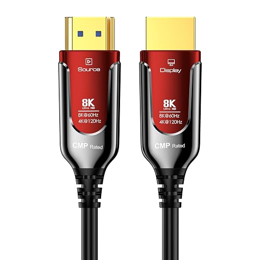 65Ft Plenum Rated HDMI Cable, 8K 48Gbps Fiber Optic Ultra High Speed Long HDMI by DGHUMEN