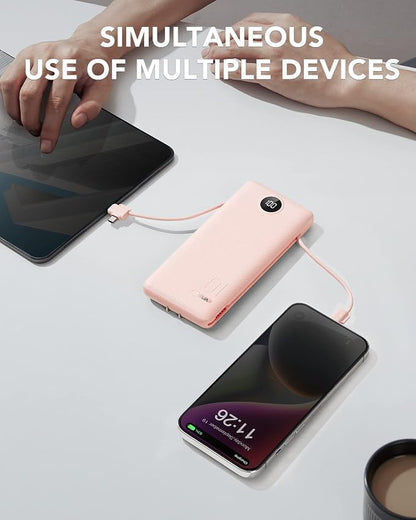 VRURC Portable Charger Built-in Cables and AC Wall Plug, USB C Power Bank - Image 7