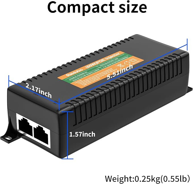 2.5Gb PoE Injector Adapter 60W, IEEE 802.3bt/at/af Compliant, Converts Non-PoE - Image 7