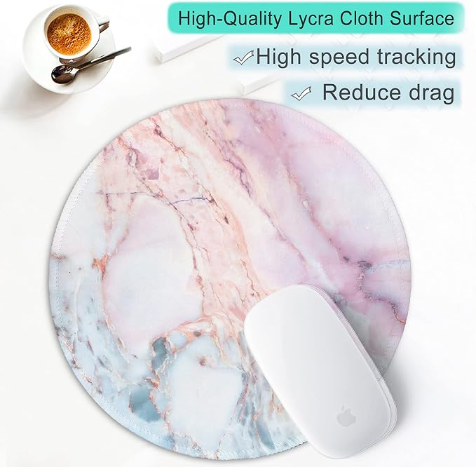 ITNRSIIET Marble Round Mouse Pad Pink Marble Customized Premium-Textured - Image 3