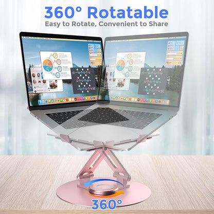 Swivel Laptop Stand for Desk, Adjustable Height Aluminum Computer Stand - Image 2