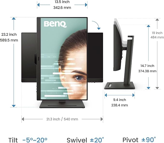 BenQ GW2490T 24" Monitor 100Hz FHD 1920x1080p | IPS | Vertical Monitor | - Image 2