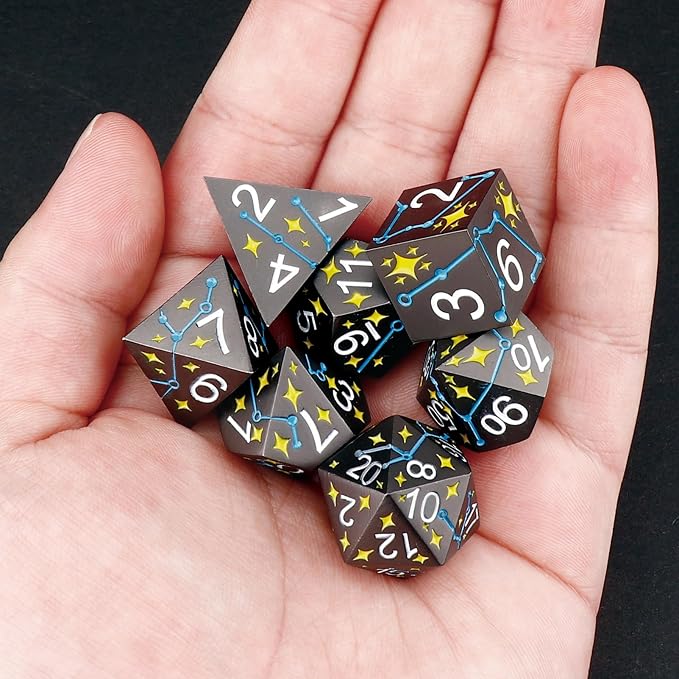 PJOY Metal Dice Set D&D Star DND Dice Set Polyhedral Dice - Image 7