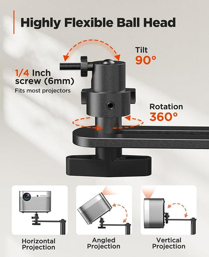 AMADA HOMEFURNISHING Height Adjustable Projector Stand 32"-47", Projector Floor - Image 5