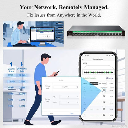 STEAMEMO 16-Port Gigabit Managed Switch | Web Smart Ethernet Switch - Image 7