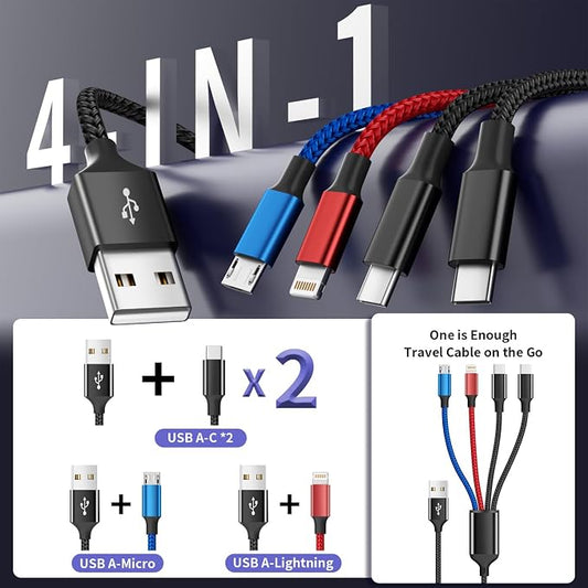 Travel Essentials, Dual Type-C 4 in 1 Multi Charging Cable - Image 2