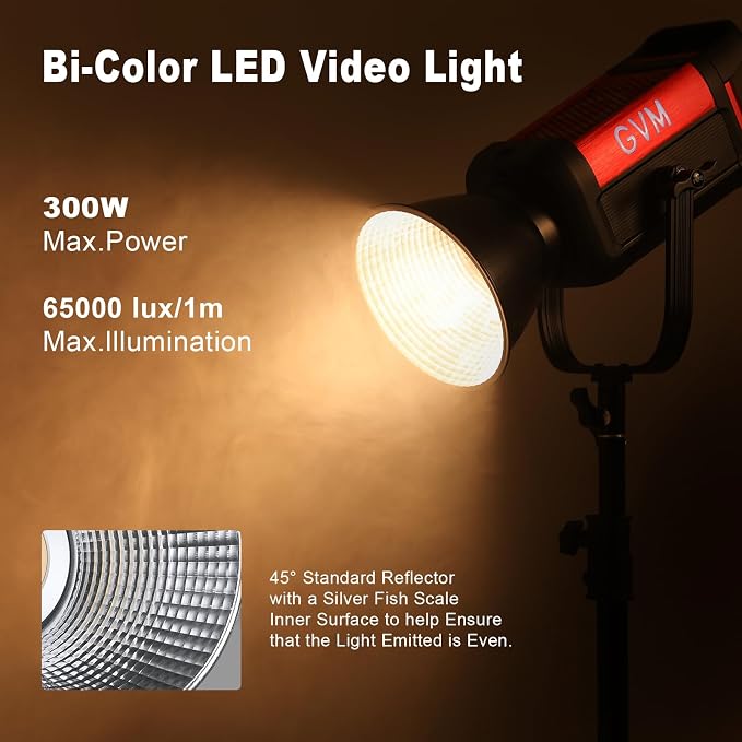 GVM LED Video Light Kit 65000Lux/m, 300W Studio Lights - Image 3