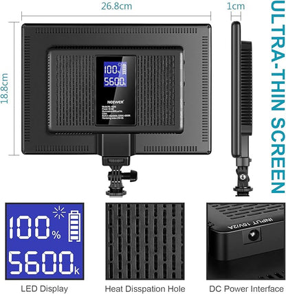 NEEWER 192 LED Video Light Panel, 20W Ultra Thin Bi Color Dimmable DSLR Camera - Image 3