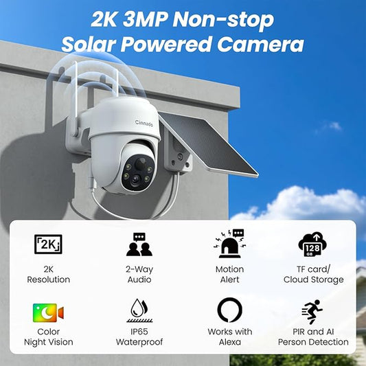 2K Cameras for Home Security-2.4G WiFi Outdoor Camera Wireless Solar/Battery - Image 2