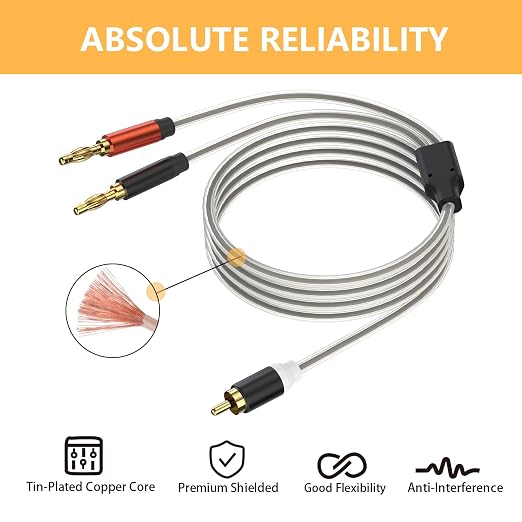 HOSONGIN RCA to Banana Plug Speaker Cable 6 Feet -2 Pack - Image 4