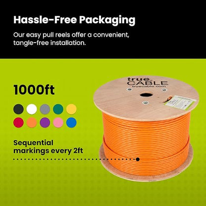 TRUE CABLE Cat6A Riser, Bulk Ethernet Cable, 23AWG Solid Bare Copper, - Image 5