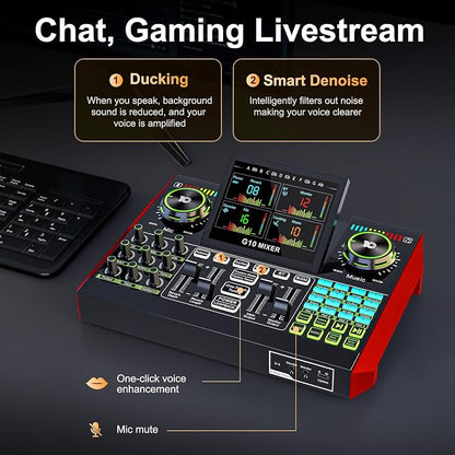 Audio Mixer, Sound Board for Pc/Phone Live Streaming Singing Gaming, Sound - Image 4