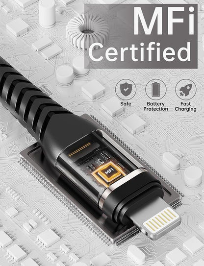UYOUNG iPhone Charger Cable 3Pack 6FT USB to Lightning Cable Nylon Braided - Image 4