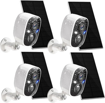 GMK Solar Security Cameras Wireless Outdoor 4 Pack, 2K Battery Powered Cameras by GMK