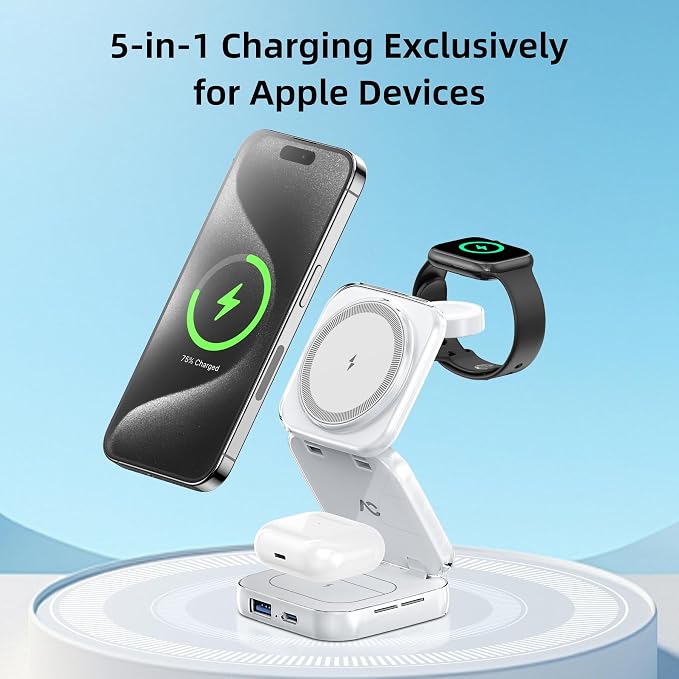 5-in-1 Wireless Charger for MagSafe, AC ISLAND Portable Travel Charging Station - Image 2