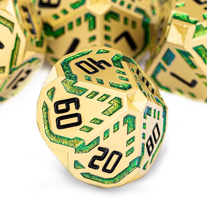 Metal DND Sci-fi Dice Set 7PCS Stripe Polyhedral Dice - Image 5