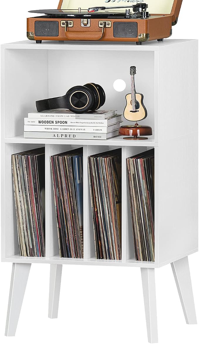 Lerliuo Record Player Stand, Mid-Century Vinyl Storage Cabinet Table by Lerliuo