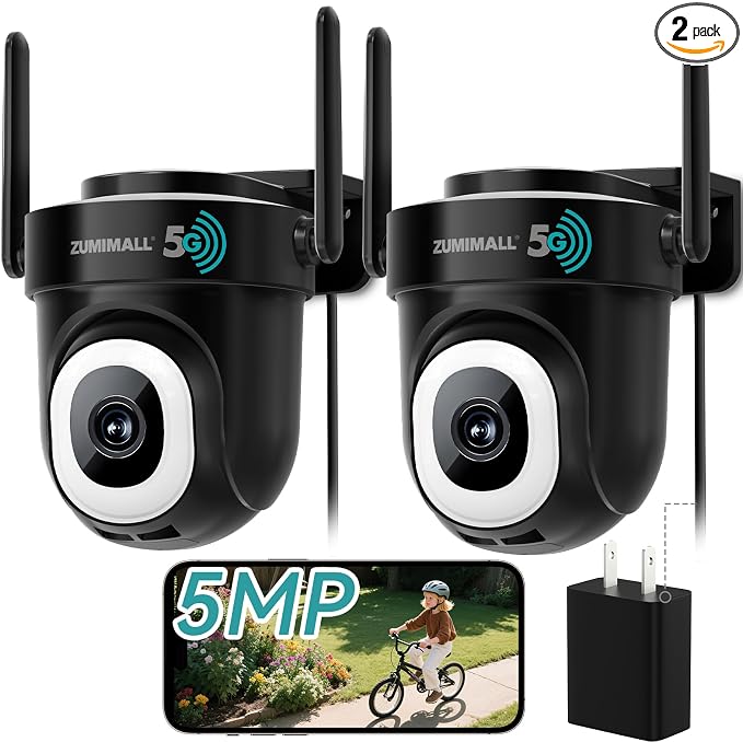 ZUMIMALL 2.5K Wired Cameras for Home Security, 2.4G/5G WiFi Outdoor Camera by ZUMIMALL