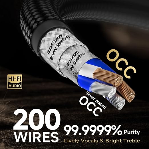 TODN Audiophile RCA Cables 3ft HiFi RCA Audio Cable Male to Male - Image 2