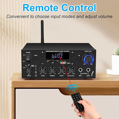 Romica Stereo Audio Amplifier, 2 Channel 500W Bluetooth 5.0 Home Theater Power - Image 5