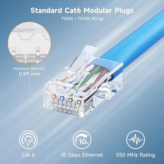 Cable Matters 100-Pack CAT6 RJ45 Modular Plugs, 50µ Gold Plated, - Image 2