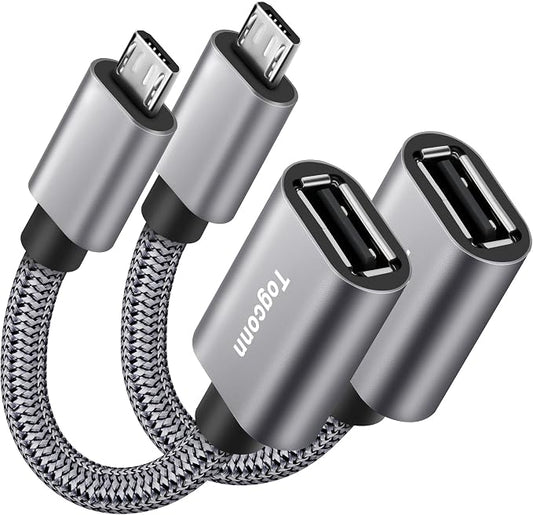 USB to Micro USB Adapter 2 Pack, Unidirectional Micro USB Male to USB Female by Togconn
