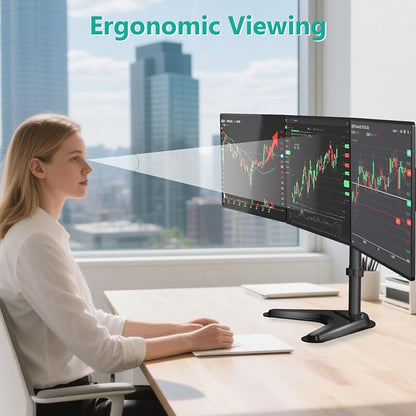 WALI Free Standing Triple Monitor Mount, Heavy Duty Triple Monitors Stand - Image 4
